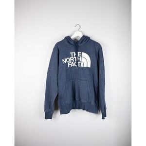 The North Face Hoodie Mens Medium Blue White Pullover Graphic Sweatshirt
